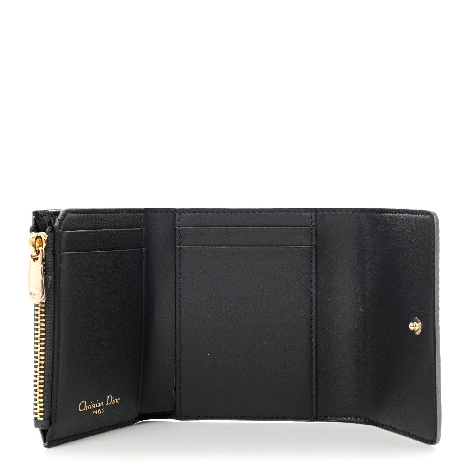 Christian Dior Metallic Patent Micro-Cannage 30 Montaigne Lotus Wallet Silver 5 of 7