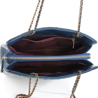 Chanel Patent Goatskin Quilted Small CC Eyelet Tote Blue 5 of 7