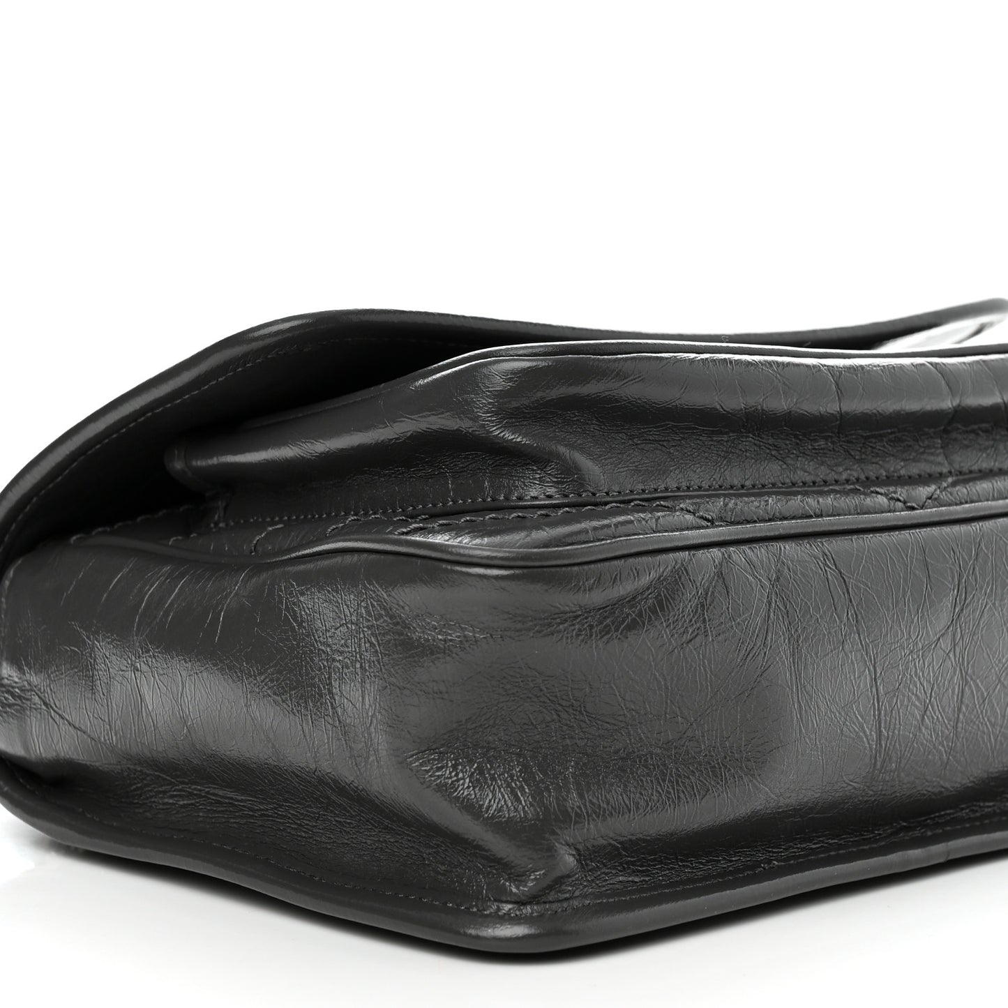 Crinkled Calfskin Matelasse Monogram Baby Niki Chain Satchel Storm