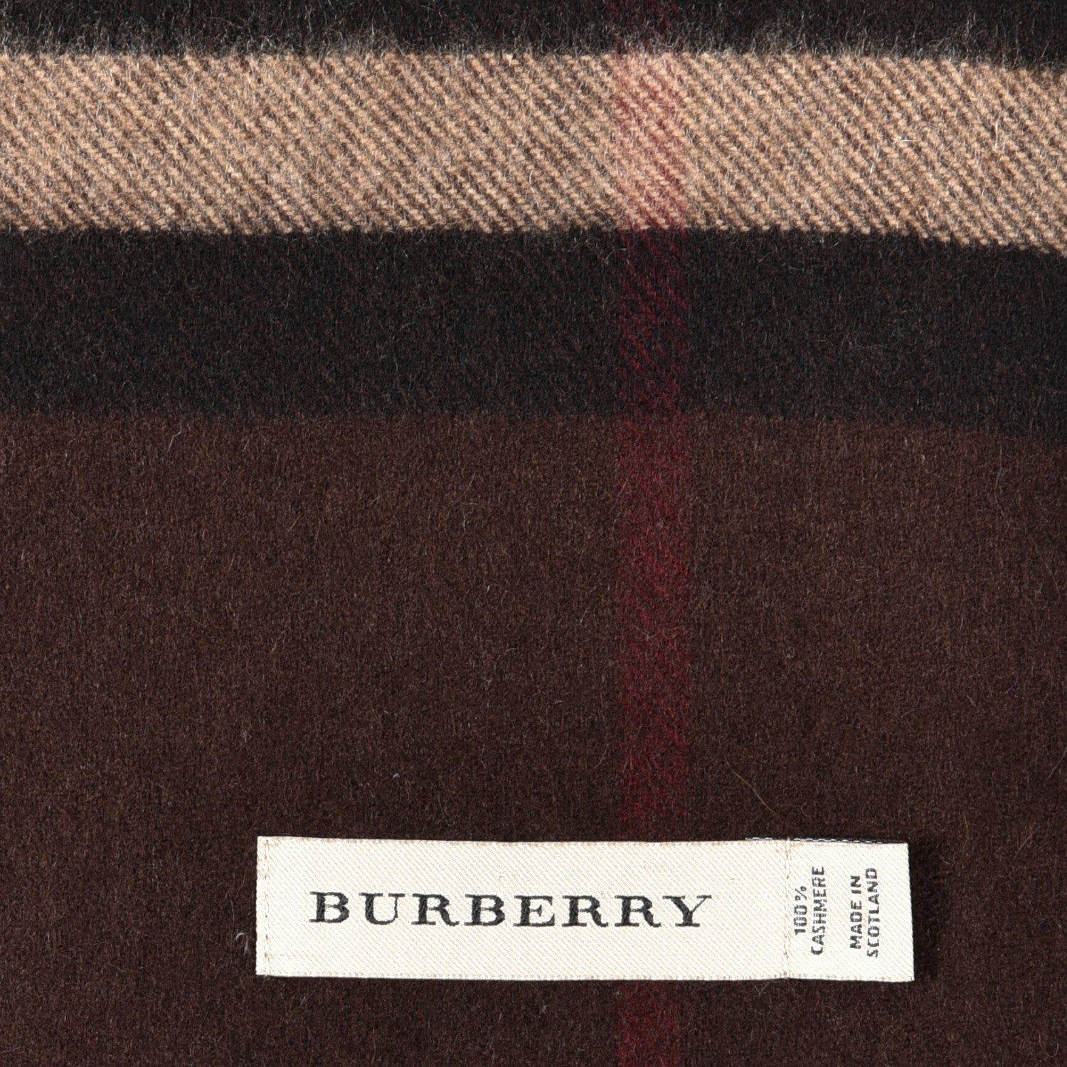 Burberry Cashmere Giant Check Fringe Scarf Dark Chestnut Brown 3 of 3