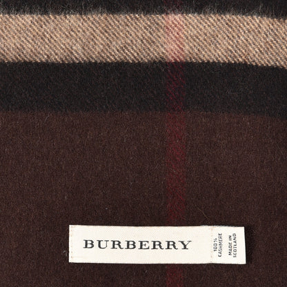 Burberry Cashmere Giant Check Fringe Scarf Dark Chestnut Brown 3 of 3