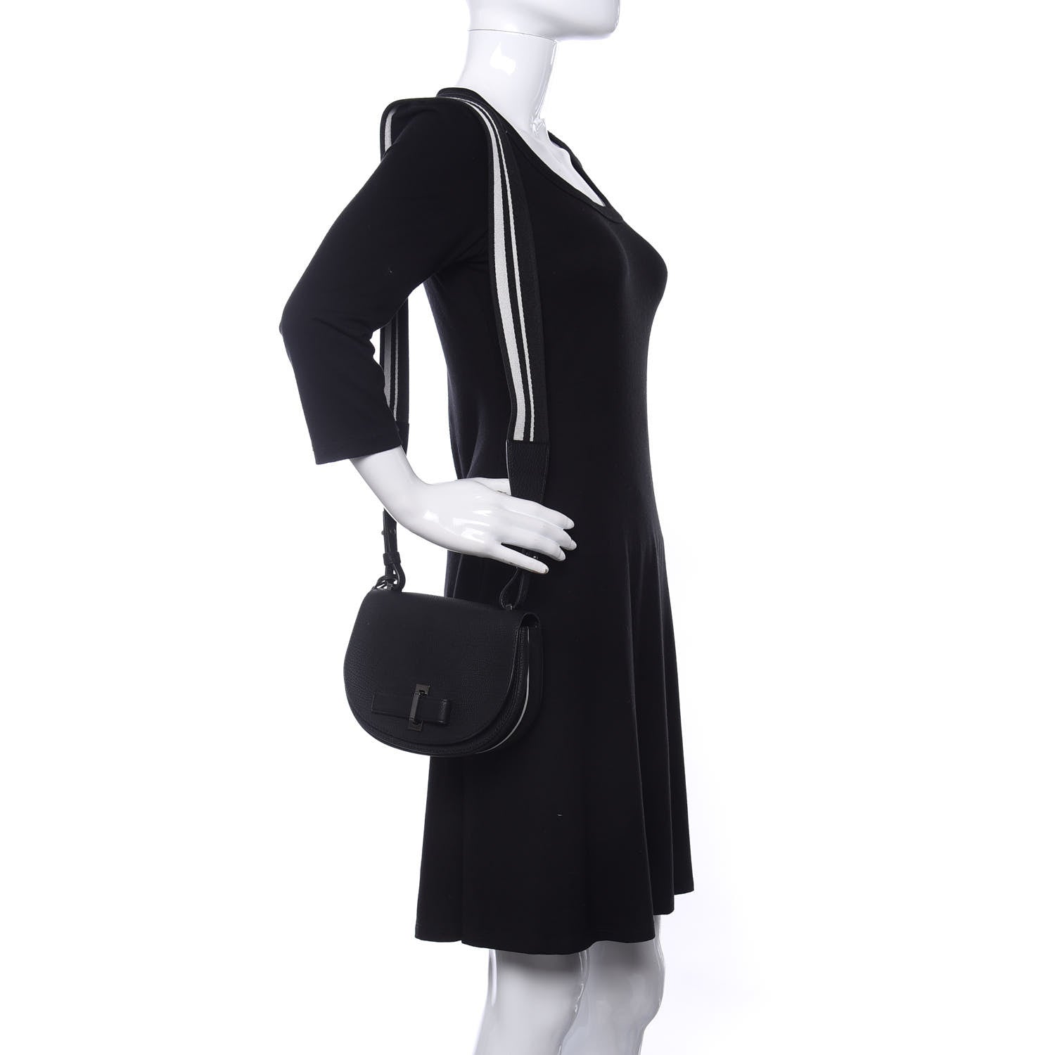 Delvaux Crispy Calfskin Mini Le Mutin Saddle Bag Black 2 of 9