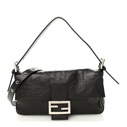 Fendi Crackled Calfskin Baguette 26424 Black 1 of 10