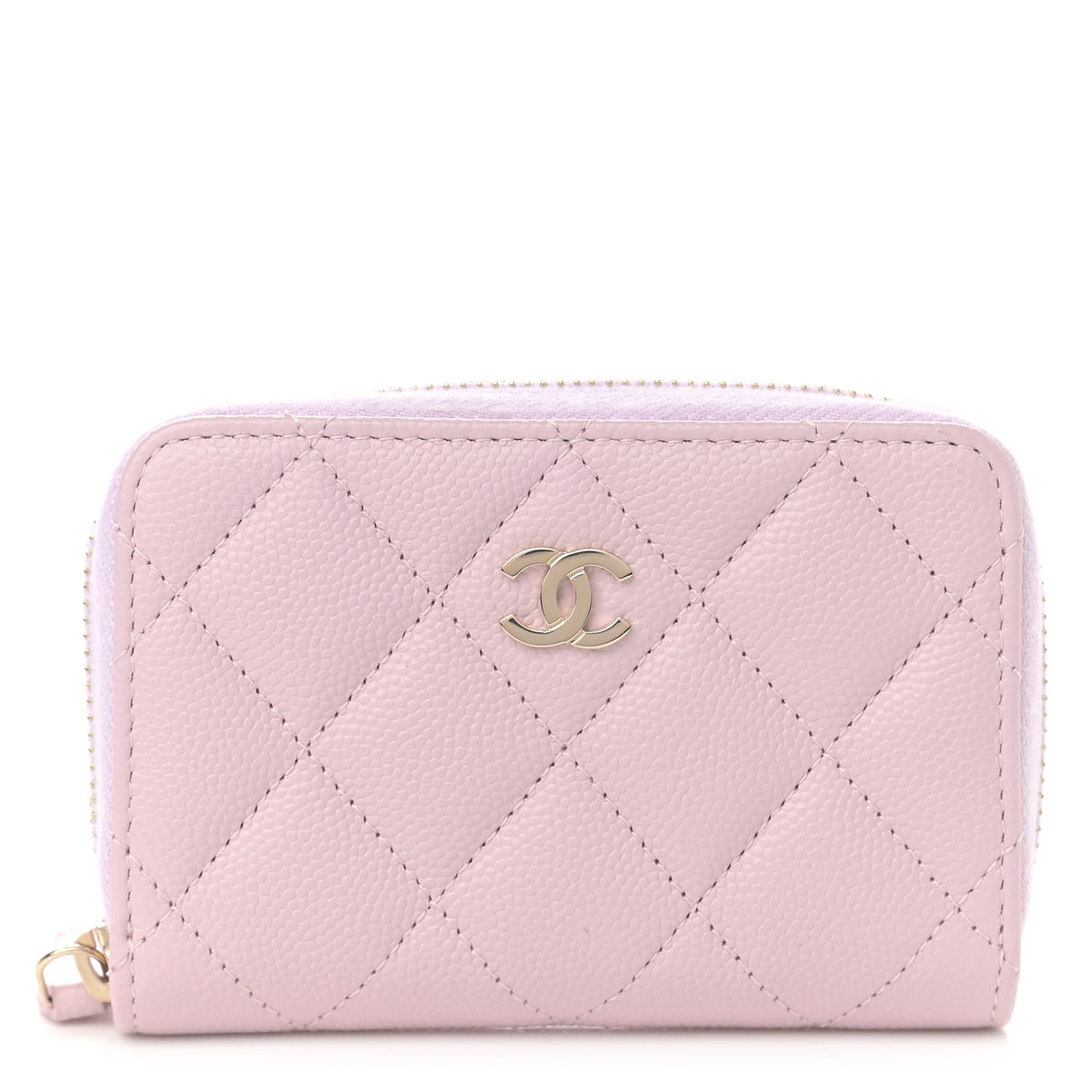 Caviar Quilted Zip Coin Purse Light Pink