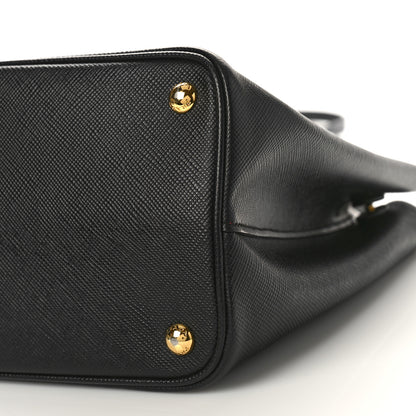 Prada Saffiano Cuir Medium Double Bag Black Fuoco 9 of 13