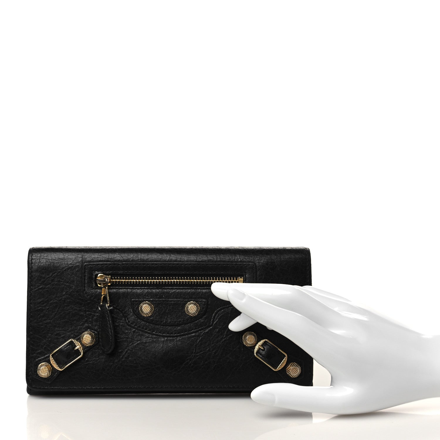 Balenciaga Agneau Giant 12 Gold Hardware Money Wallet Black 2 of 9
