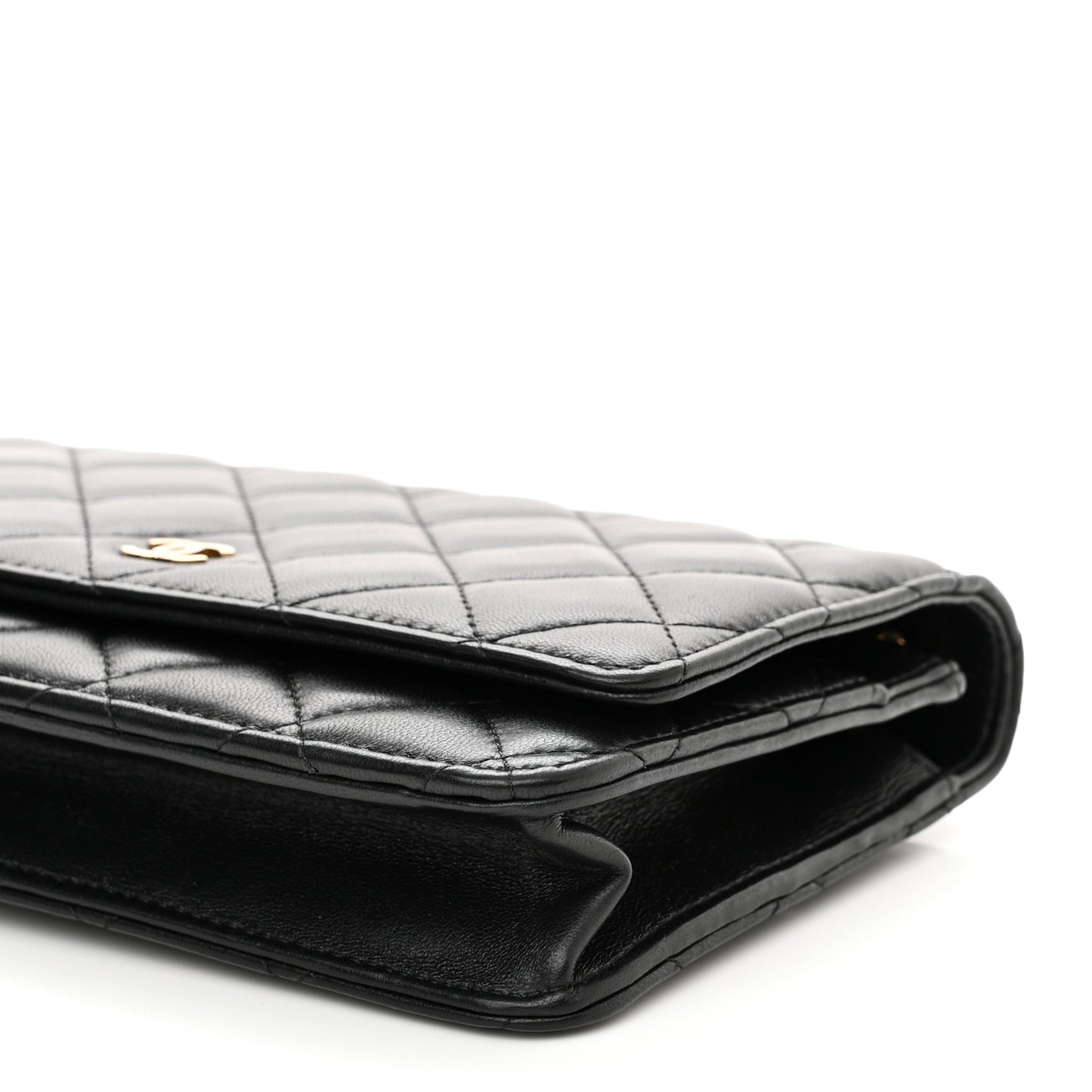 Lambskin Quilted Wallet On Chain WOC Black