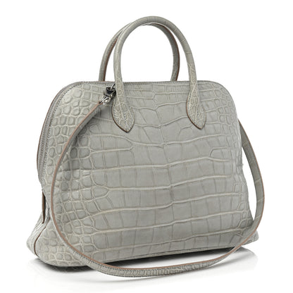 Hermes Matte Alligator 1923 Bolide 30 Gris Perle 3 of 7