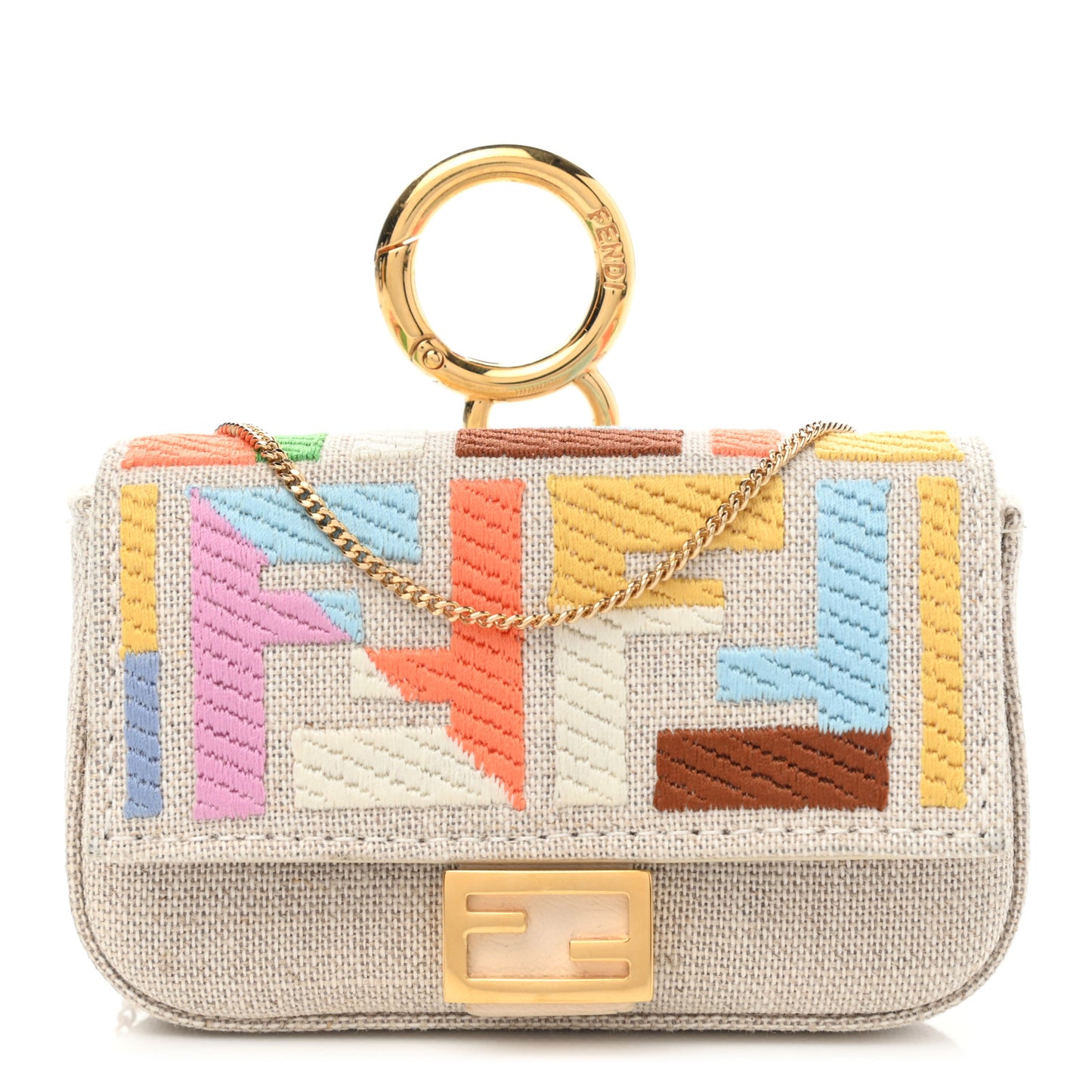 Kuban Canvas FF Embroidered Nano Baguette Charm Grezzo Multicolor