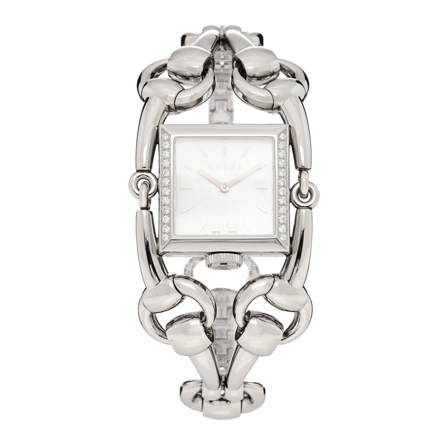 Gucci Stainless Steel Diamond Mother Of Pearl 25mm Signoria Quartz Watch 1 of 5
