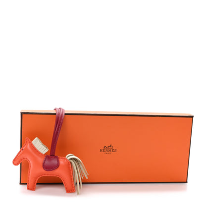 Hermes Milo Lambskin Grigri Rodeo Horse Bag Charm PM Orange Poppy Craie Terre Battue 4 of 4