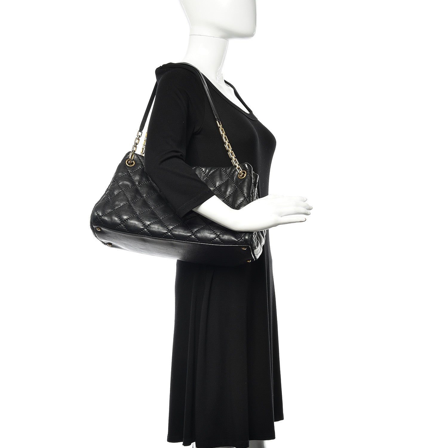 Chanel Calfskin Quilted Large Retro Chain Tote Black 2 of 10