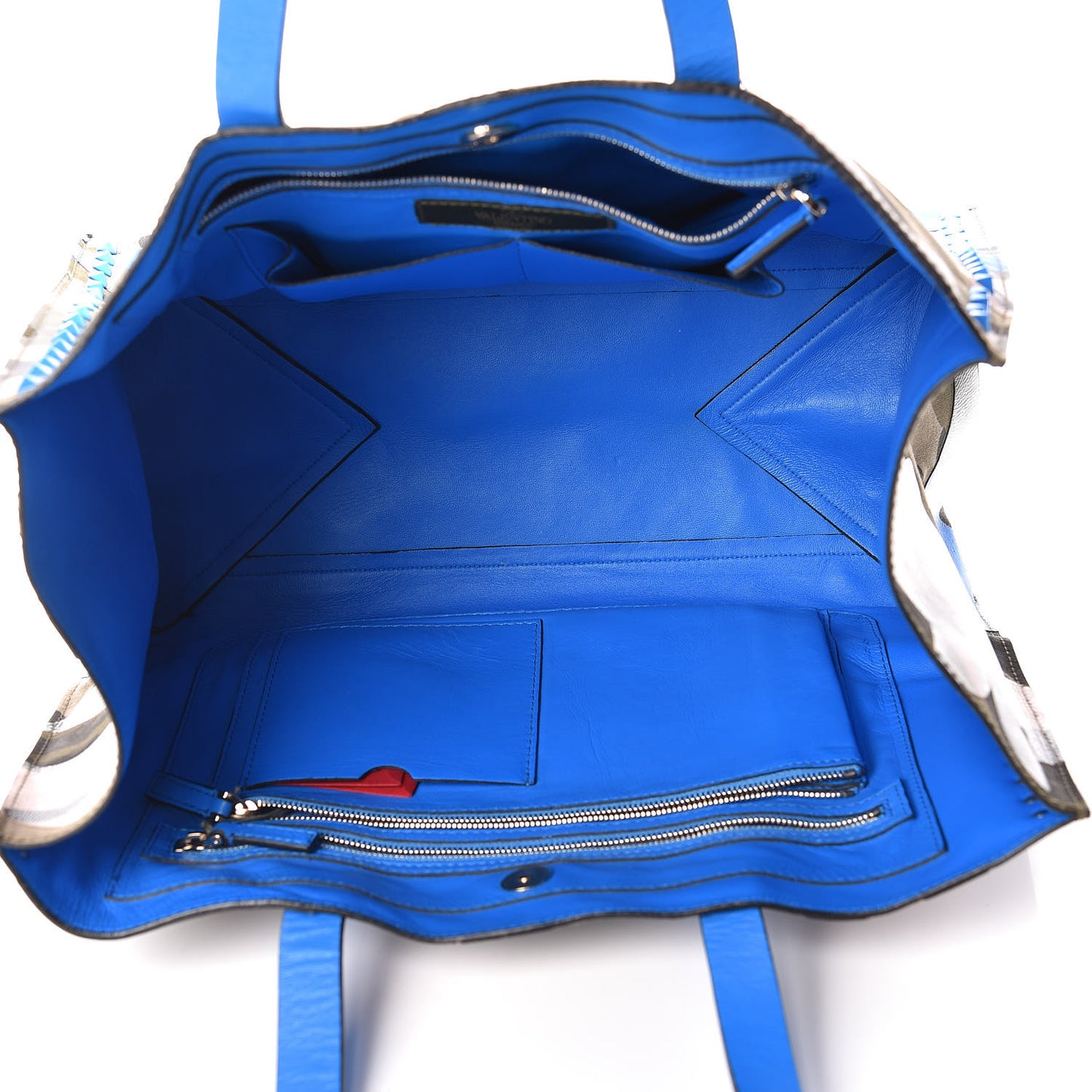 Nappa Canvas Camo Medium Rockstud Soft Tote Blue Fluo