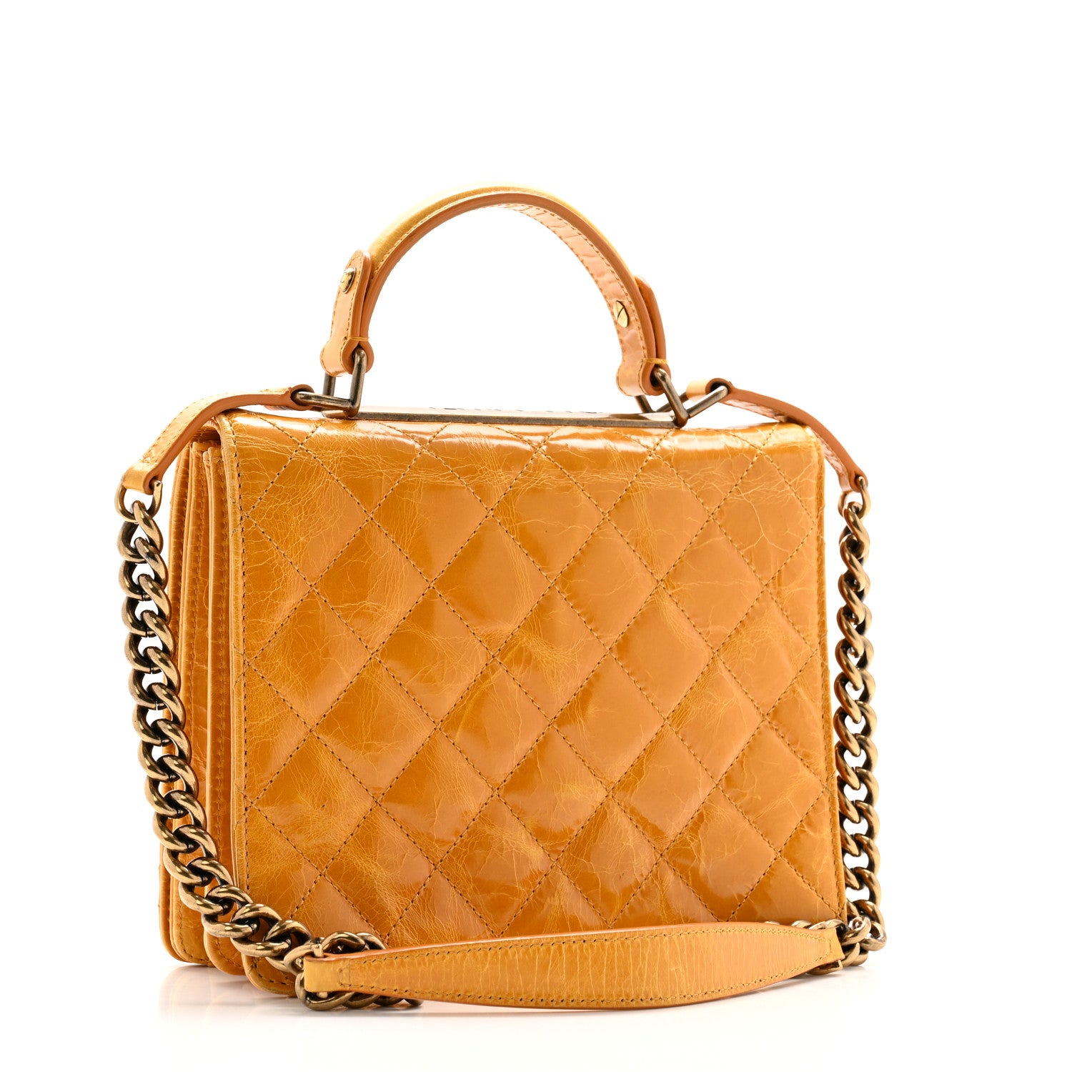 Chanel Glazed Calfskin Quilted Rita Top Handle Flap Yellow 3 of 12