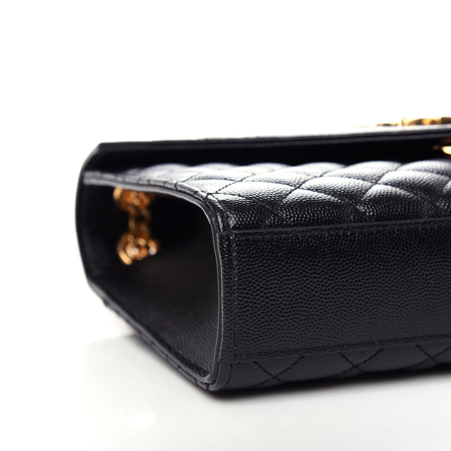 Grain De Poudre Textured Mixed Matelasse Triquilt Medium Monogram Satchel Black