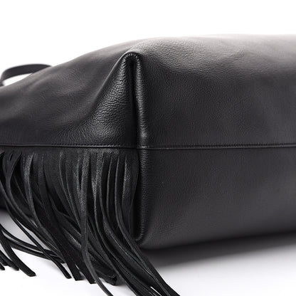 Saint Laurent Calfskin Large Fringe Shopping Tote Black 9 of 13