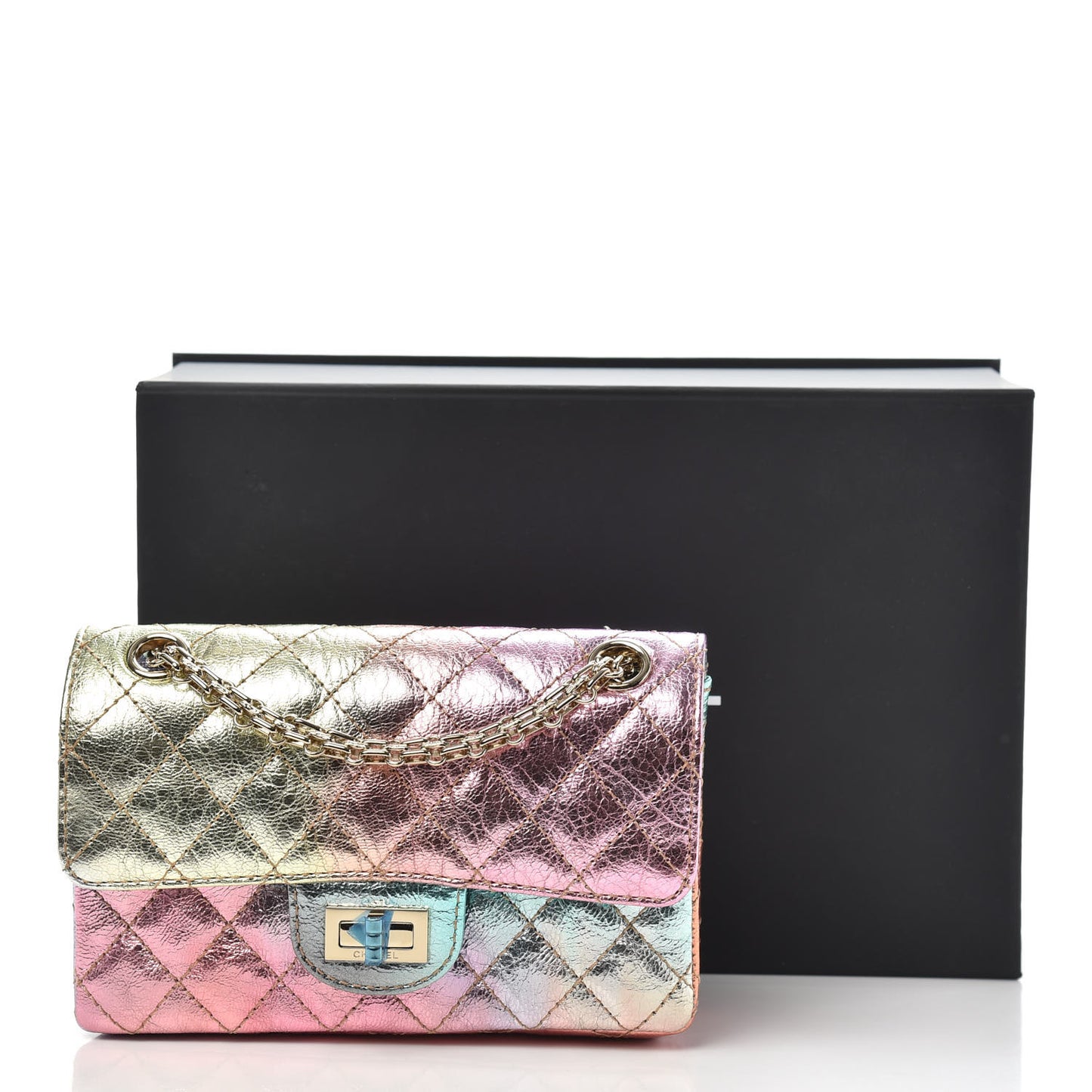 Metallic Goatskin Quilted Mini 2.55 Reissue Flap Multicolor