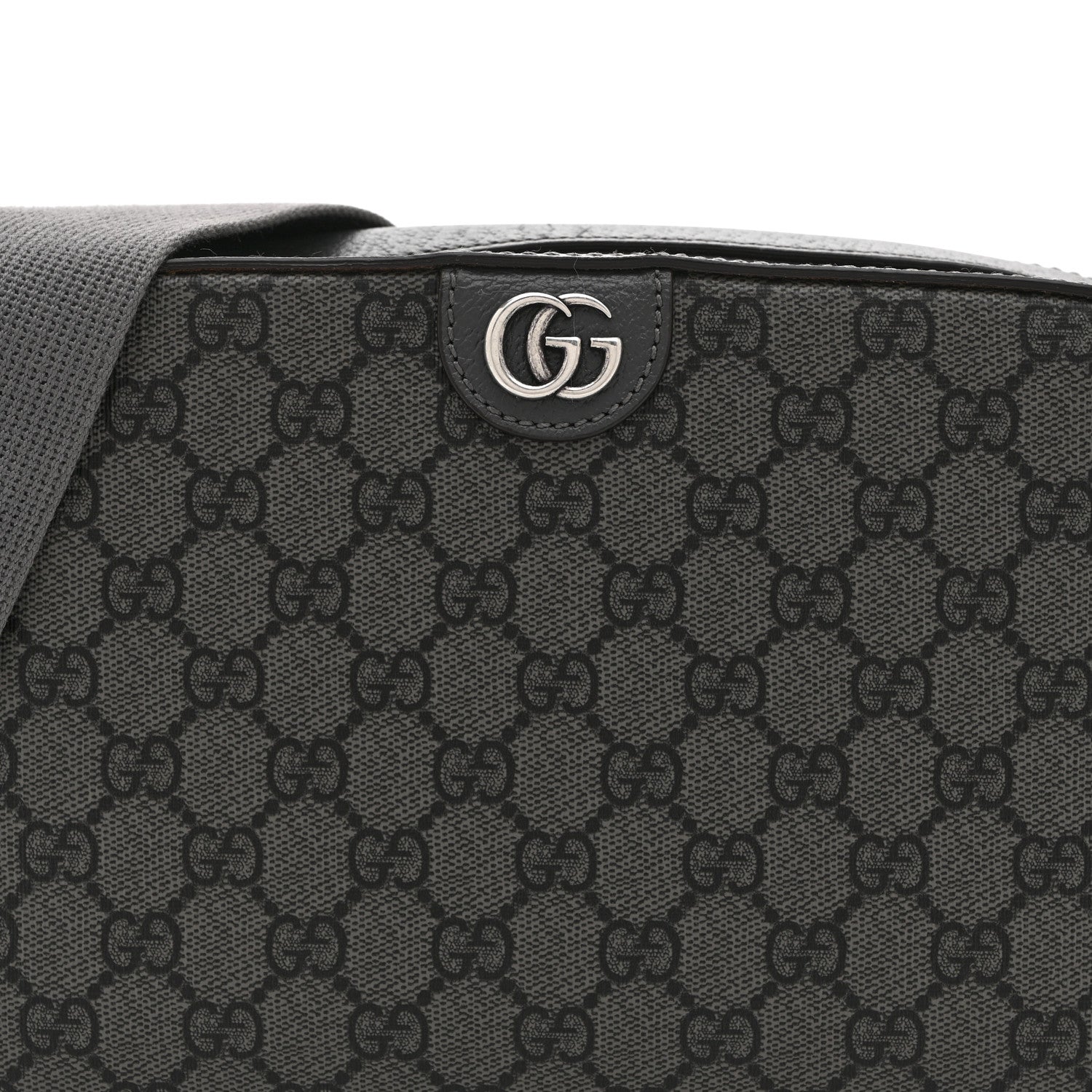 Gucci GG Supreme Monogram Textured Dollar Calfskin Ophidia Shoulder Bag Grey Black Graphite Grey 9 of 11