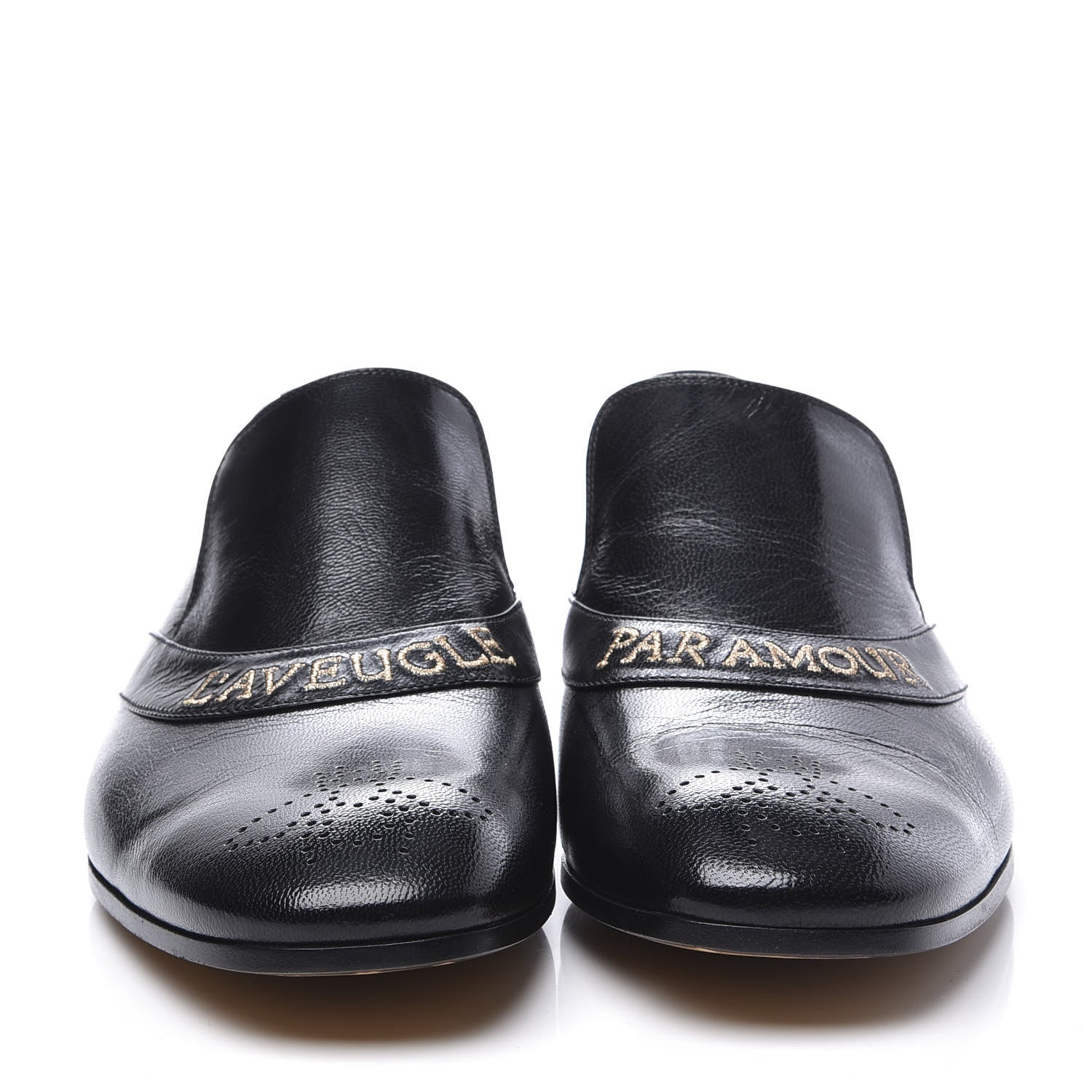 Gucci Goatskin L'Aveugle Par Amour Mens Donnie Loafers 7.5 Black 2 of 11