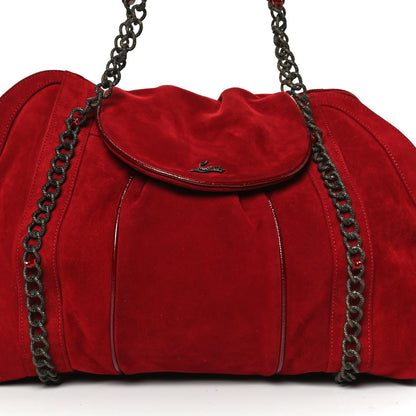 Christian Louboutin Suede Chain Shoulder Bag Red 6 of 10