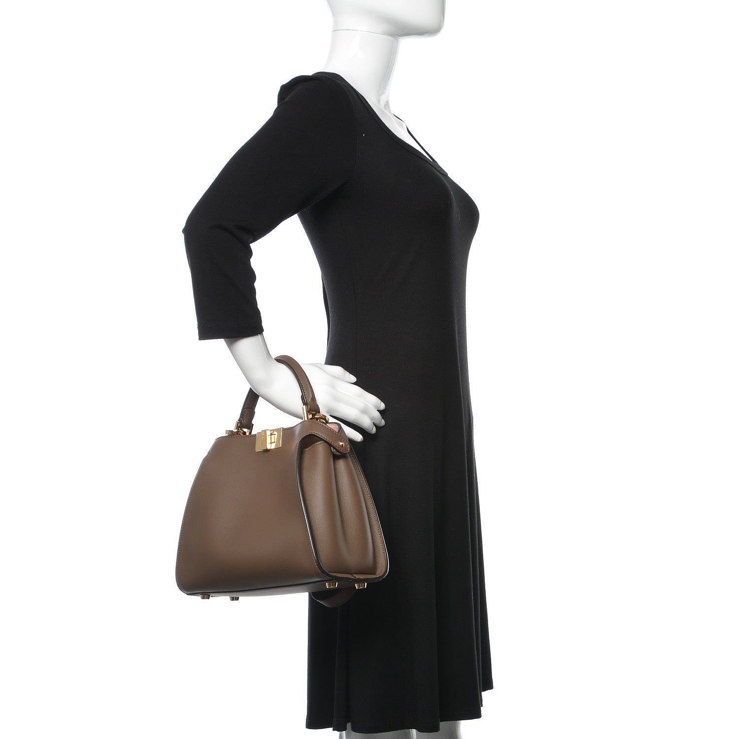 Fendi Vitello Tahiti Burro Bi-Color Medium Peekaboo Iconic Essentially Satchel Maya Camelia Confetto 3 of 15