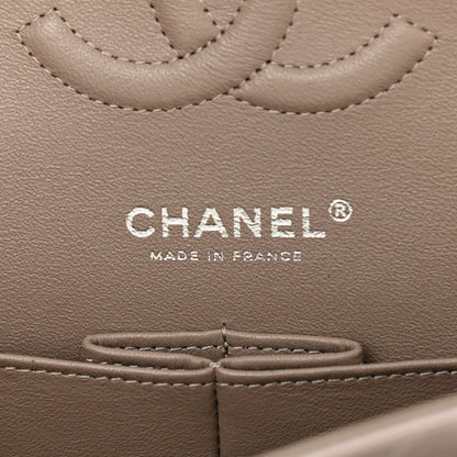 Chanel Iridescent Calfskin Chevron Quilted Medium Double Flap Grey 6 of 10