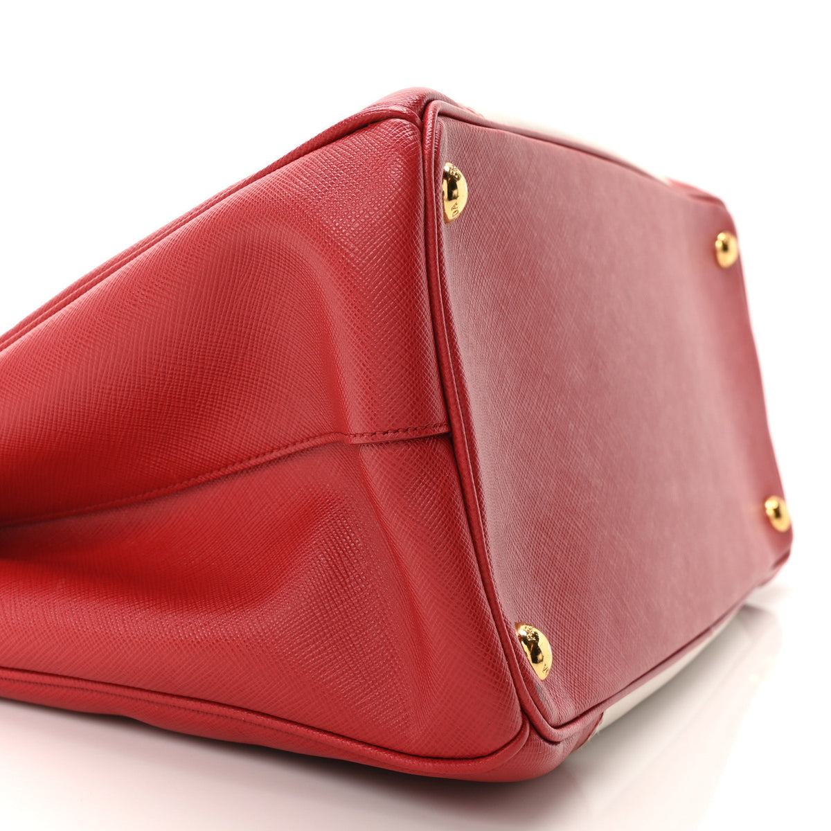 Prada Saffiano Lux Colorblock Medium Galleria Double Zip Tote Fuoco Talco 9 of 10