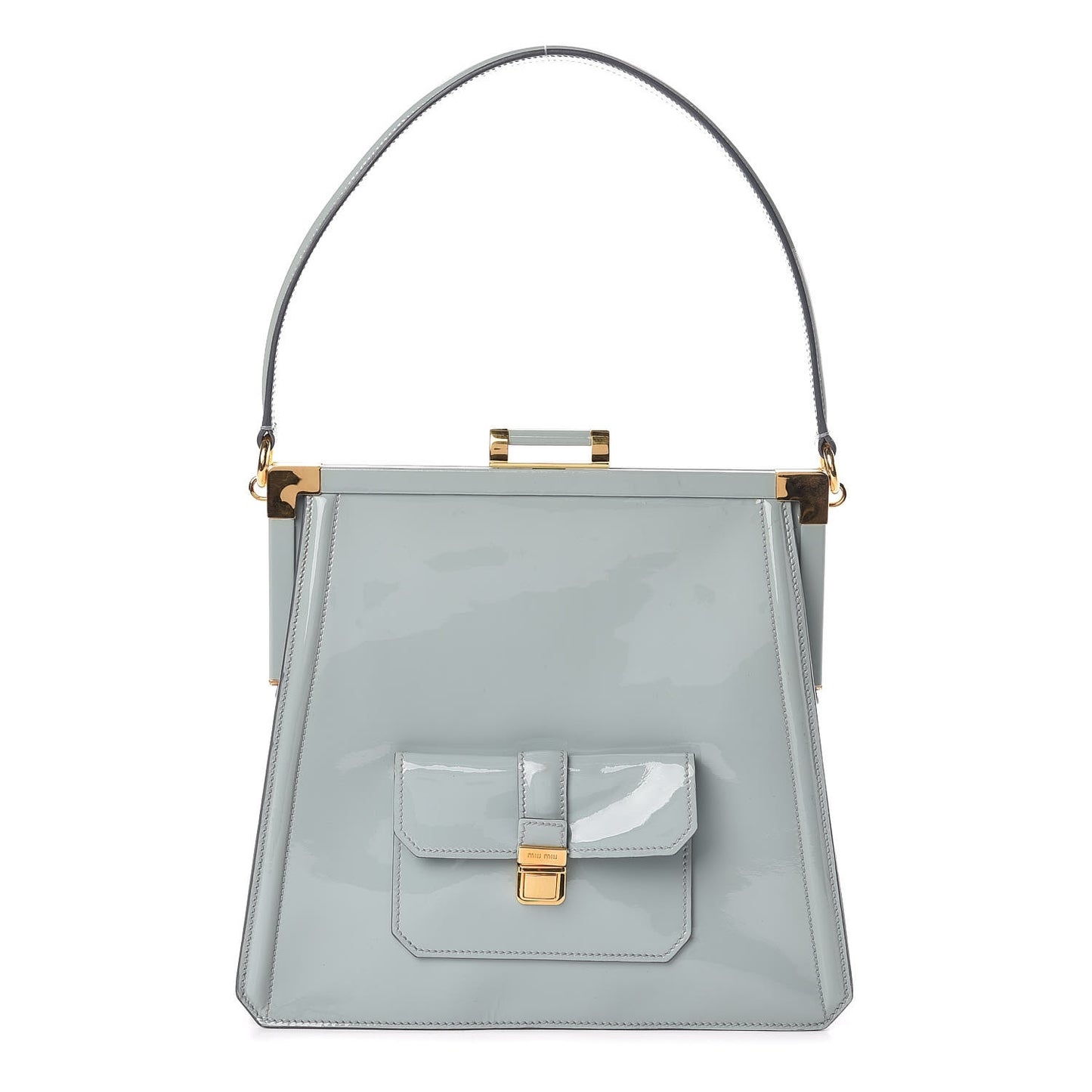 Patent Top Handle Bag Blue