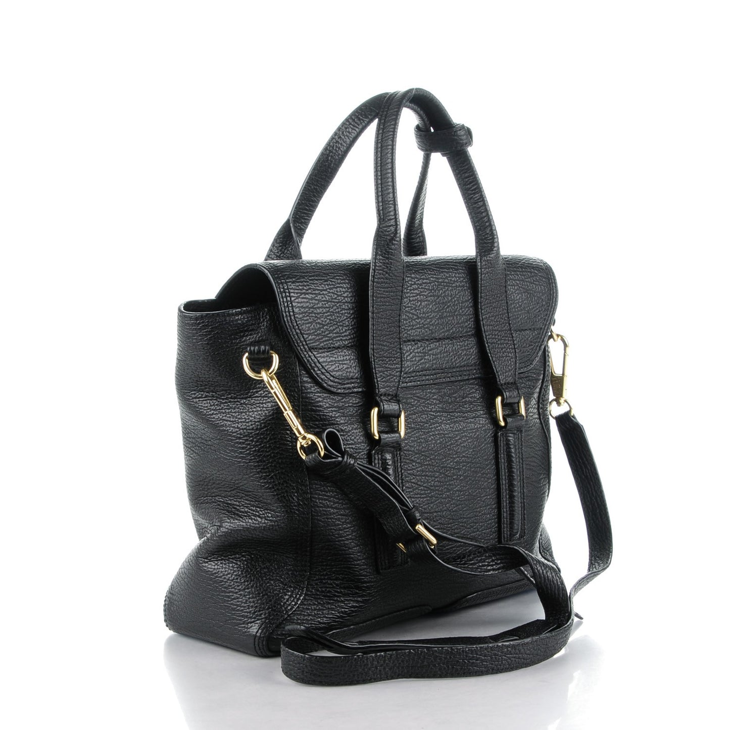 3.1 Textured Calfskin Medium Pashli Satchel Black