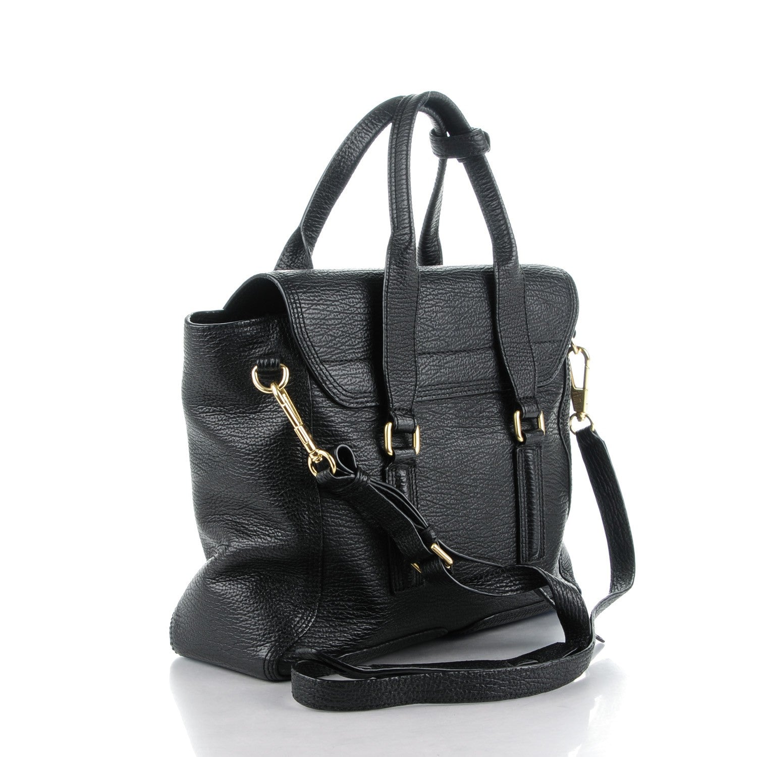 3.1 Phillip Lim 3.1 Textured Calfskin Medium Pashli Satchel Black 3 of 8