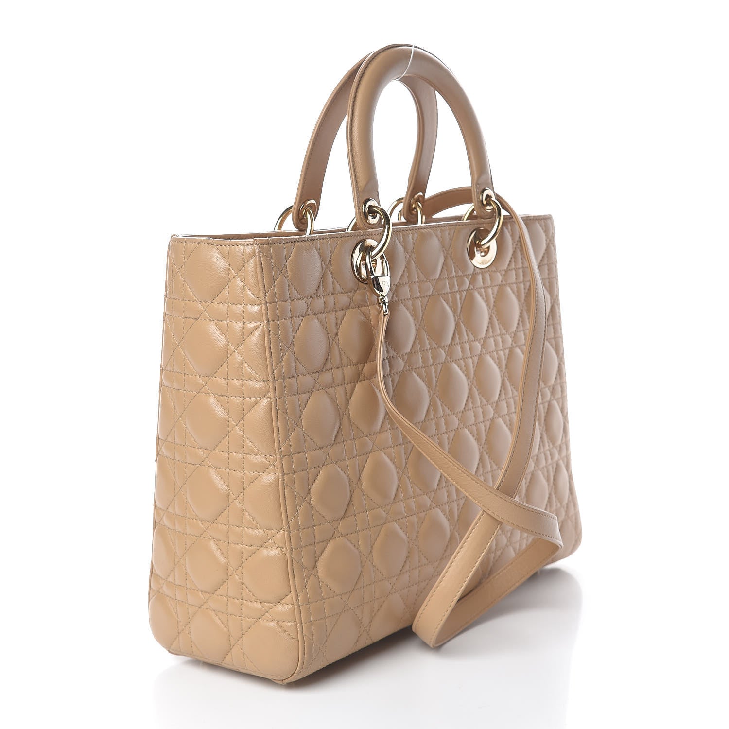 Christian Dior Lambskin Cannage Large Lady Dior Beige 3 of 13