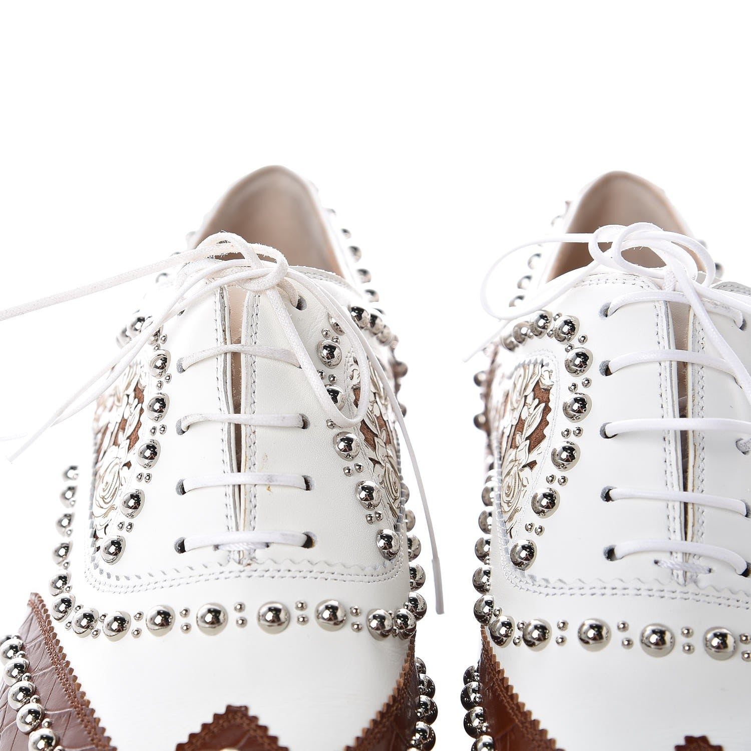 Christian Louboutin Calfskin Studded Womens Crapadonna Oxfords 37 Version Multi 9 of 9