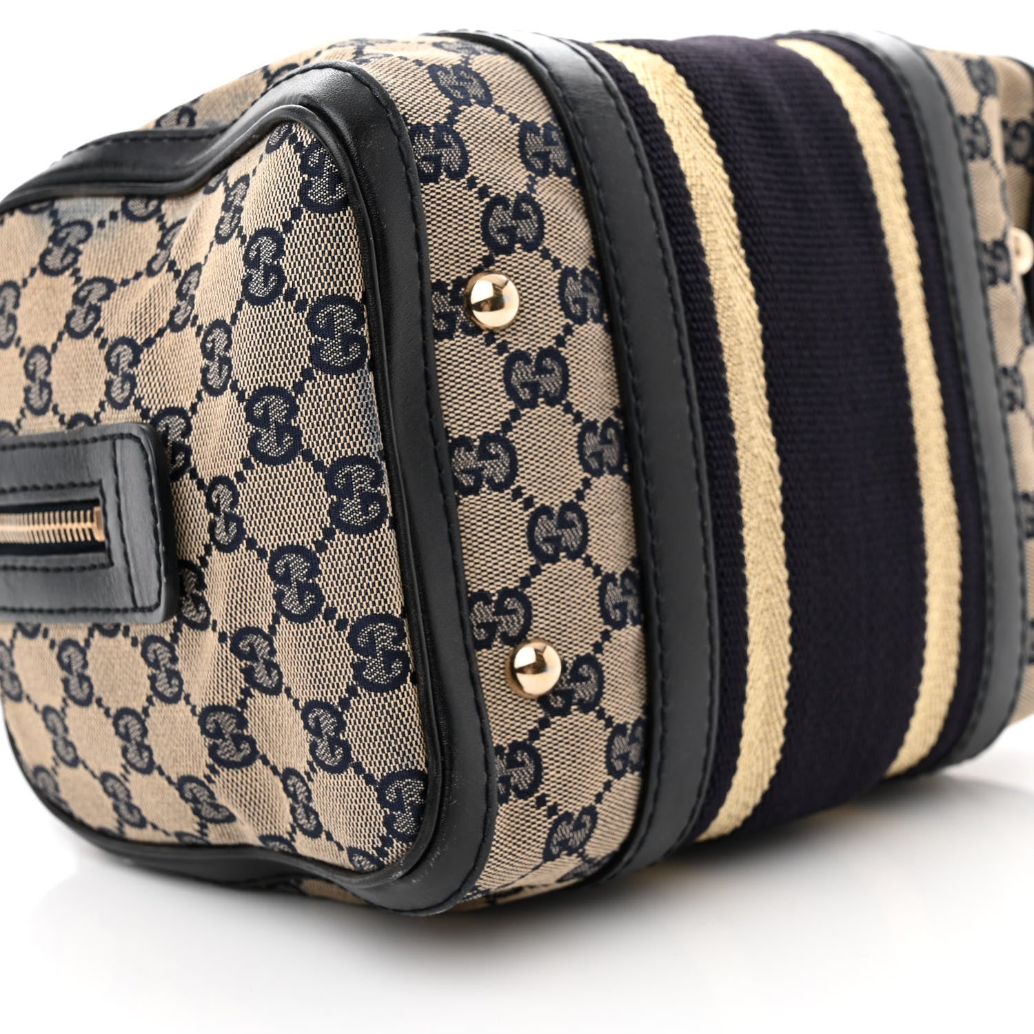 Gucci Monogram Vintage Web Small Boston Navy 10 of 18