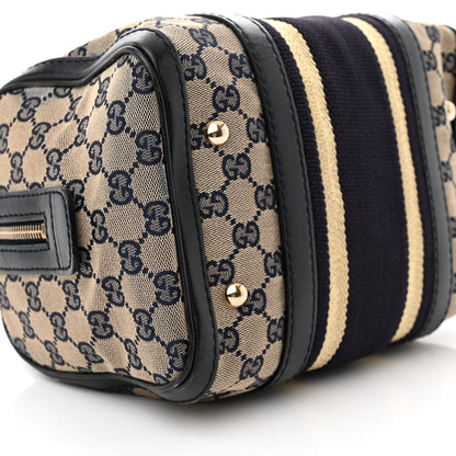 Gucci Monogram Vintage Web Small Boston Navy 10 of 18