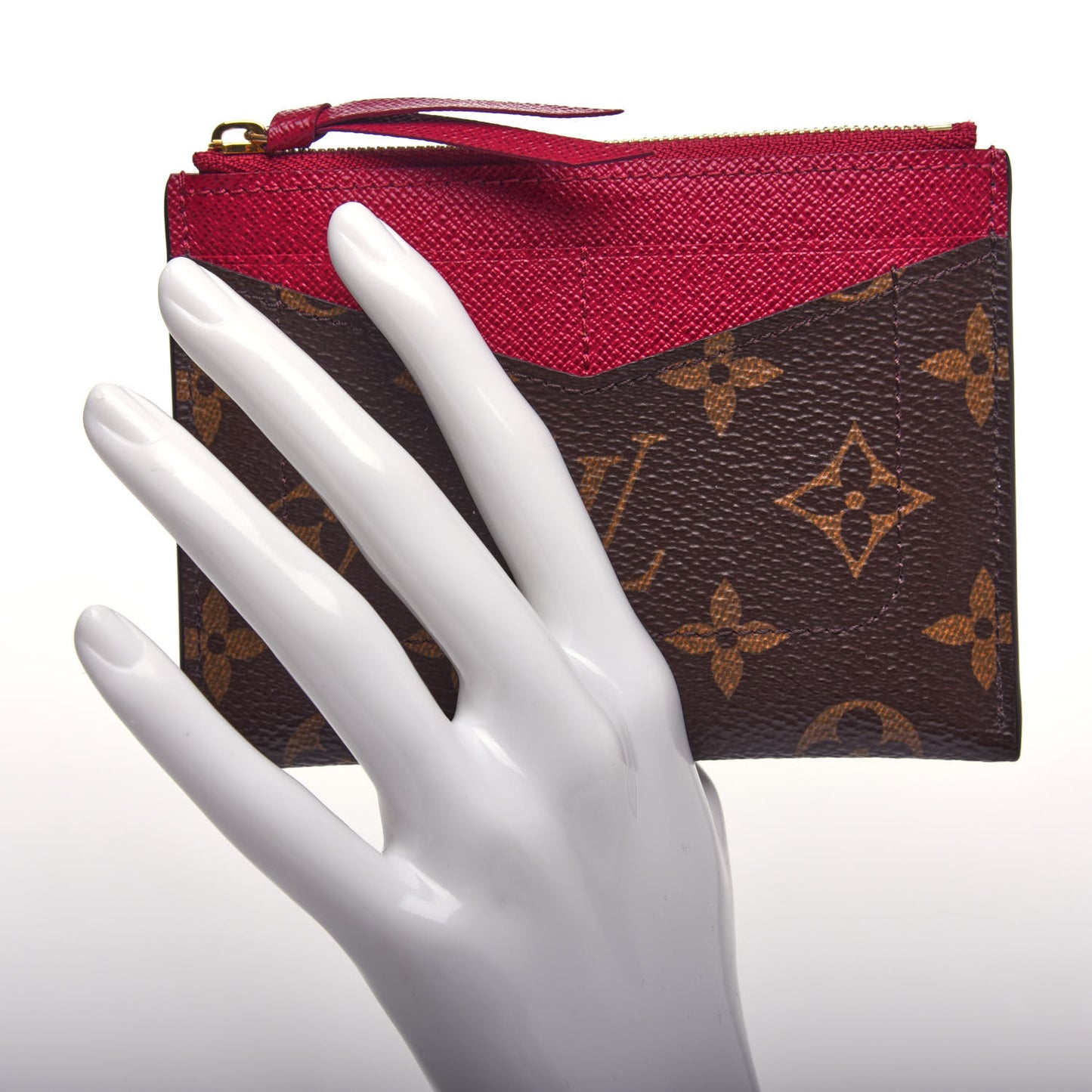 Monogram Zipped Card Holder Fuchsia