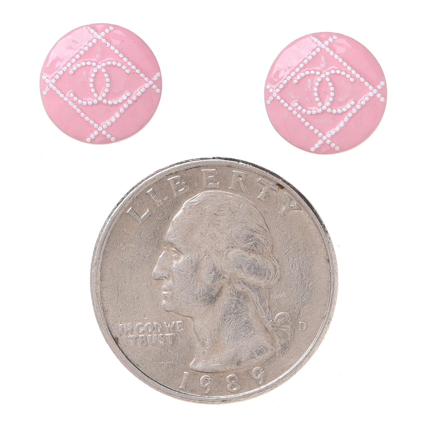 Chanel Resin Crystal CC Earrings Pink 2 of 5