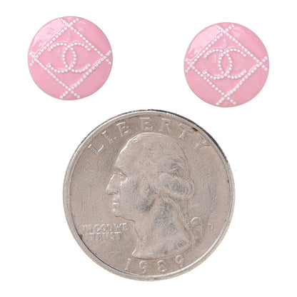 Chanel Resin Crystal CC Earrings Pink 2 of 5