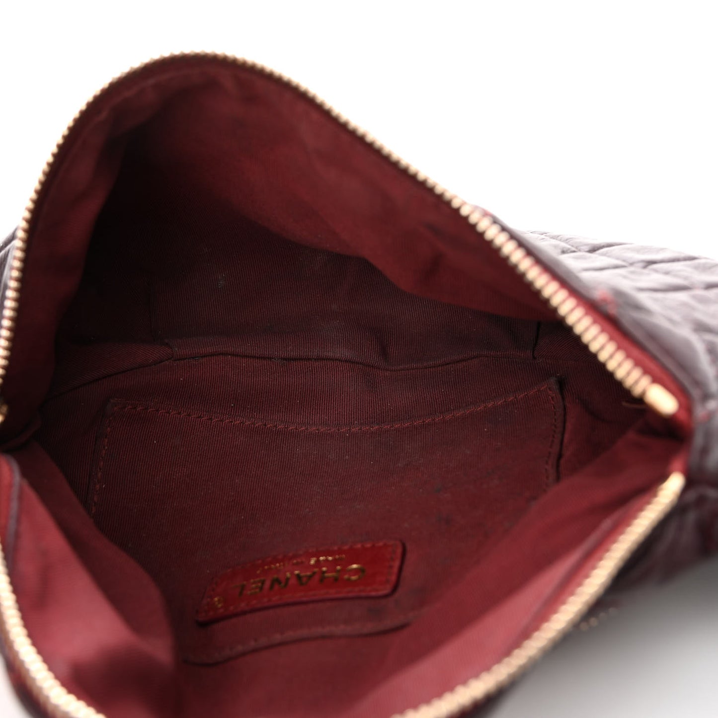 Calfskin Quilted Banane Waist Bag Fanny Pack Burgundy
