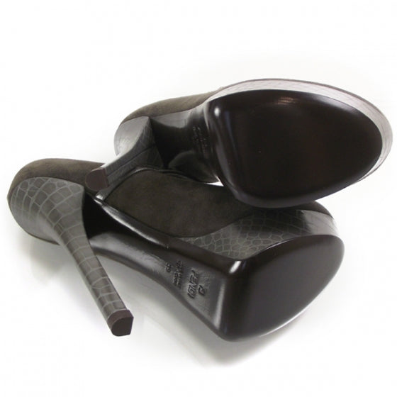 Suede Crocodile Platform Mary Janes 39 Gray