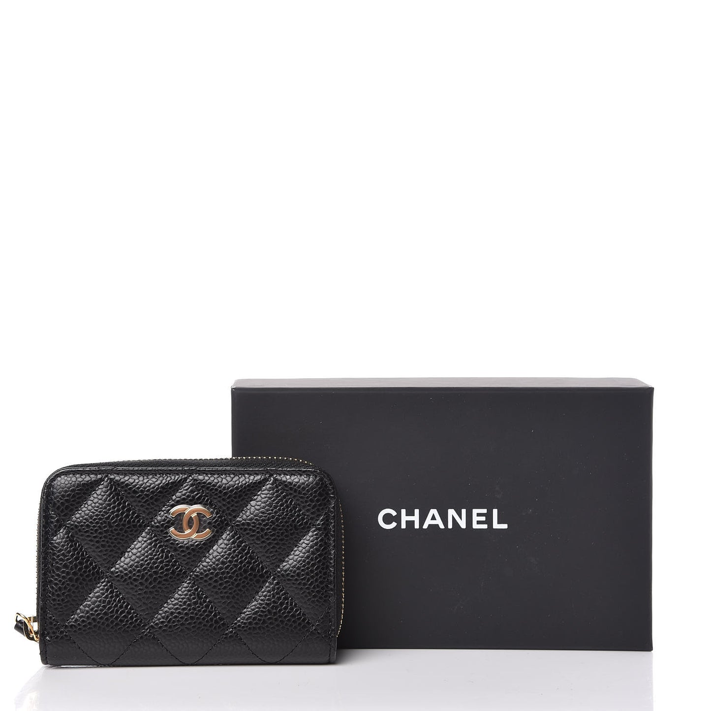 Caviar Quilted Zip Coin Purse Black