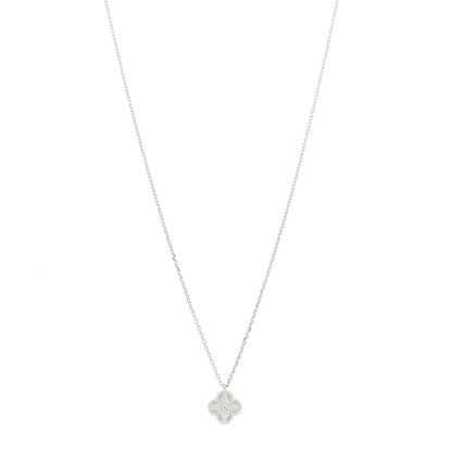 Van Cleef & Arpels 18K White Gold Diamond Sweet Alhambra Pendant Necklace 1 of 4