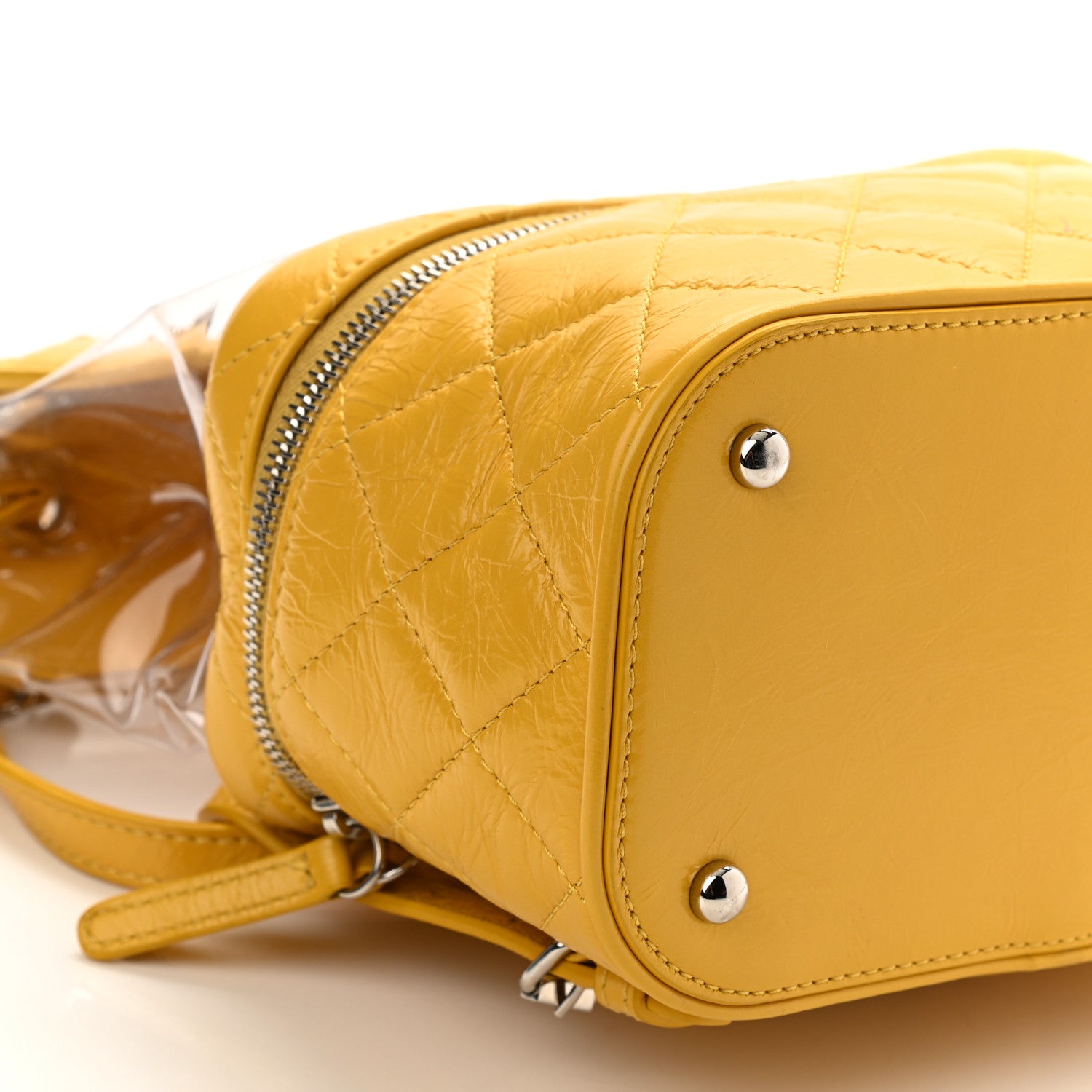 Chanel Crumpled Calfskin PVC Quilted Backpack Yellow 9 of 10