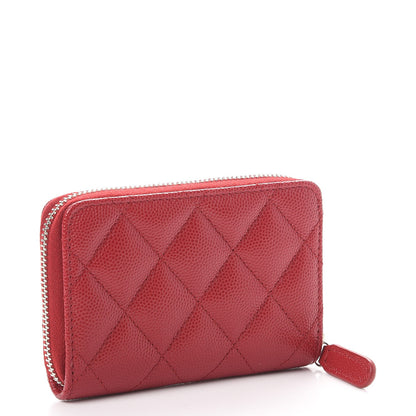 Chanel Caviar Quilted Zip Coin Purse Red 3 of 8