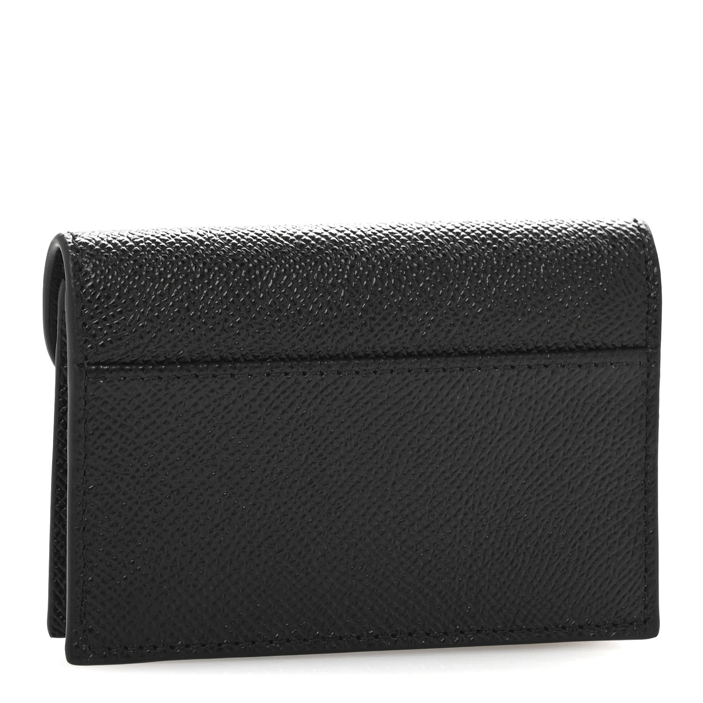 Grained Calfskin Saddle Card Holder Black