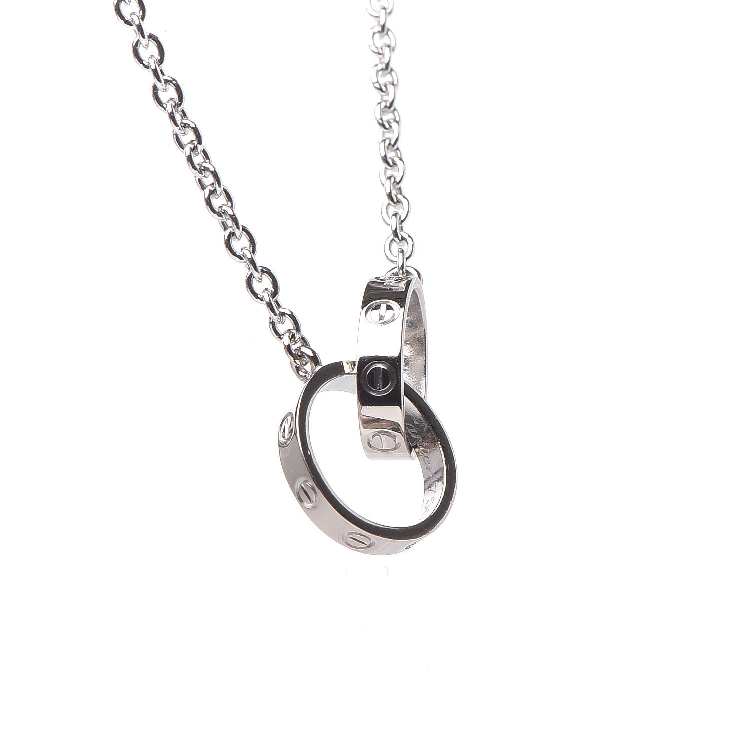 Cartier 18K White Gold Interlocking LOVE Necklace 5 of 8