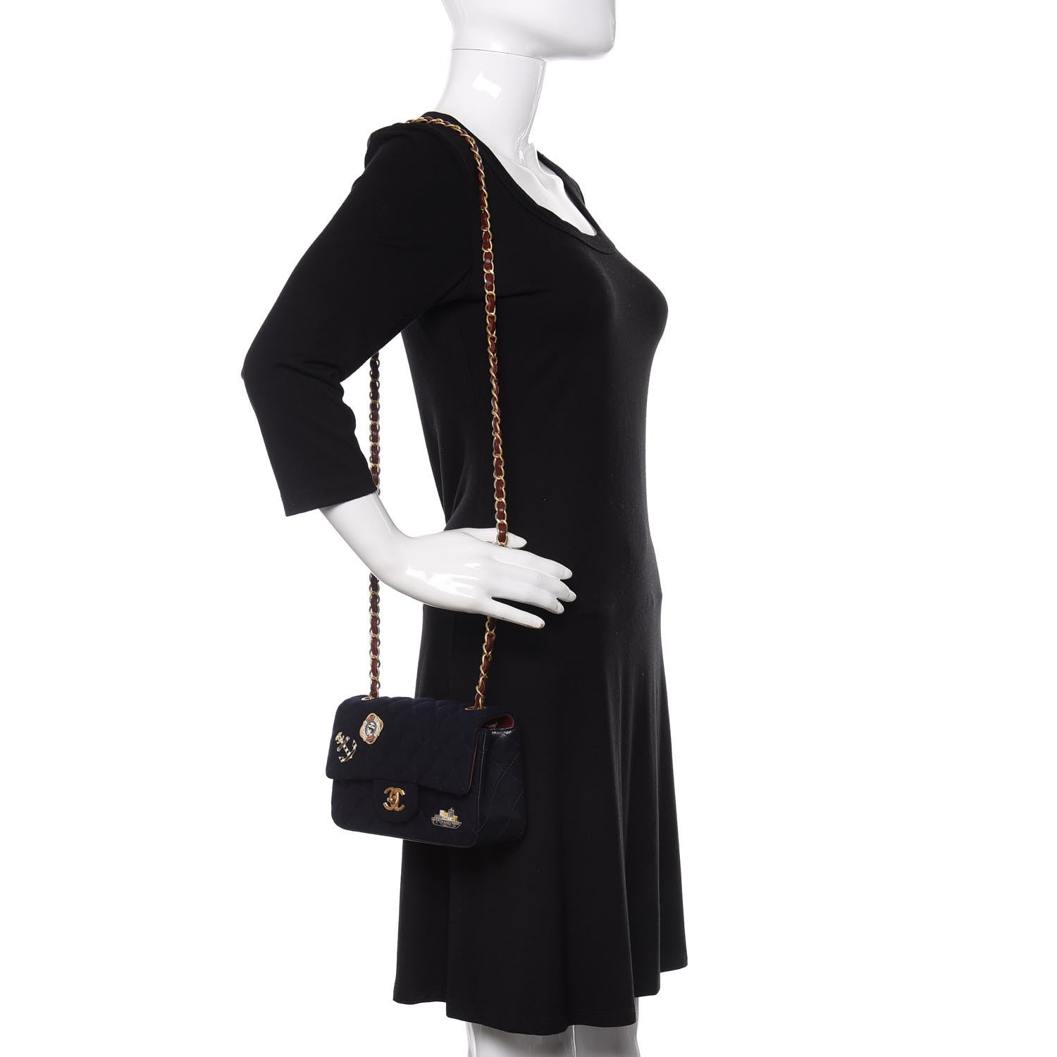 Chanel Felt Quilted Paris-Hamburg Charms Mini Rectangular Flap Dark Navy 2 of 13