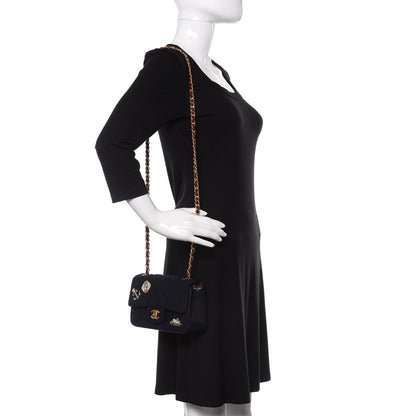 Chanel Felt Quilted Paris-Hamburg Charms Mini Rectangular Flap Dark Navy 2 of 13