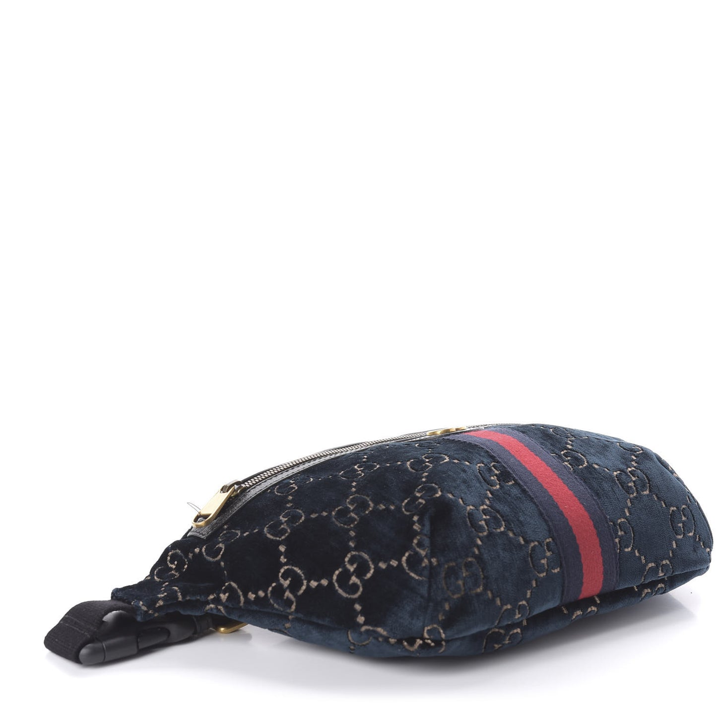 Velvet GG Monogram Web Belt Bag Blue Beige