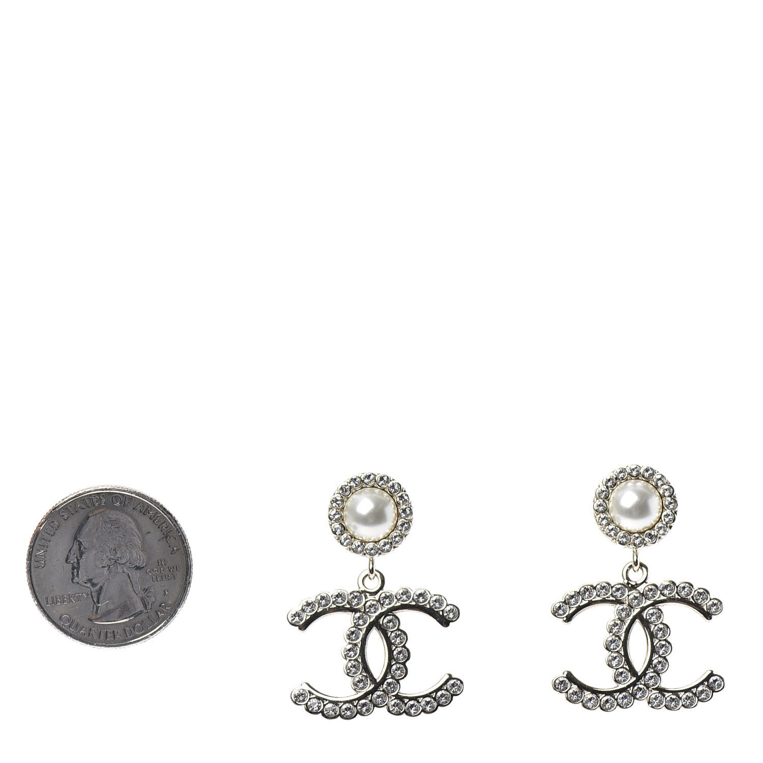 Chanel Crystal Pearl Bow-tiful CC Drop Earrings Gold 2 of 4
