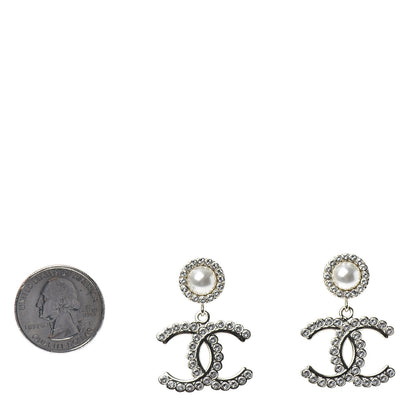 Chanel Crystal Pearl Bow-tiful CC Drop Earrings Gold 2 of 4